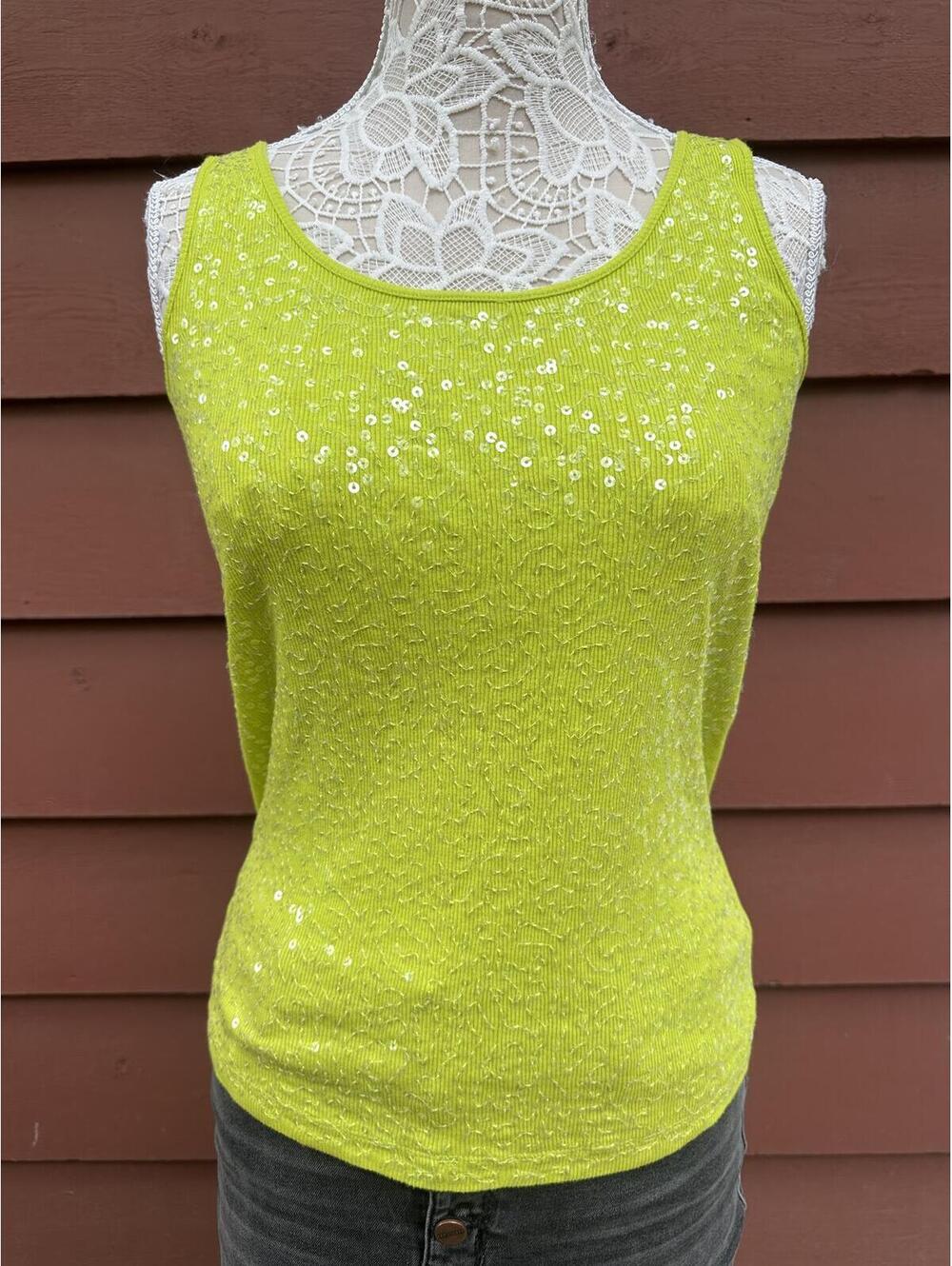 Relativity Lime Green Sequin Tank Top